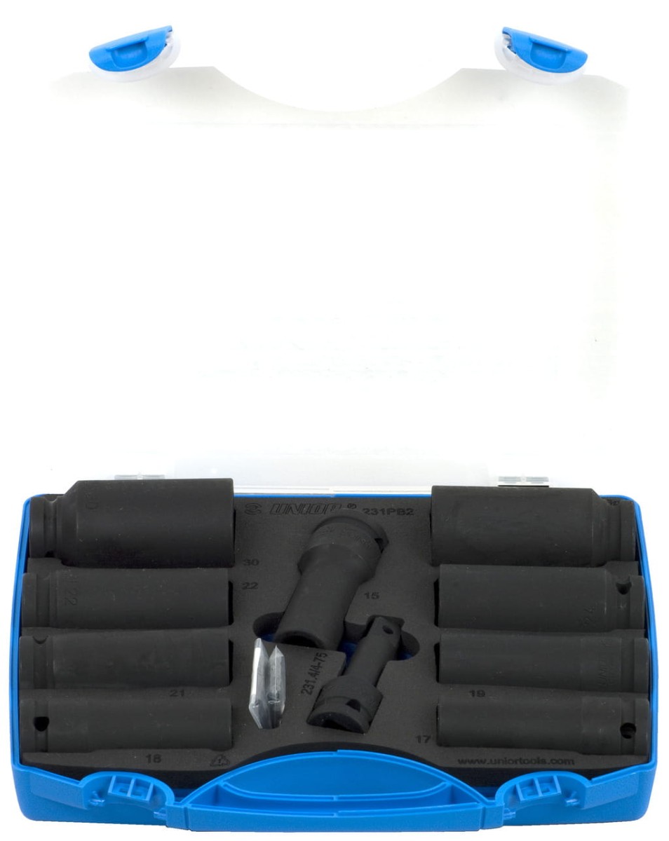 Zestaw kluczy nasadowych 1/2" udarowych w plastikowej skrzynce 15-30/12 Unior (612507) 231/4PB2