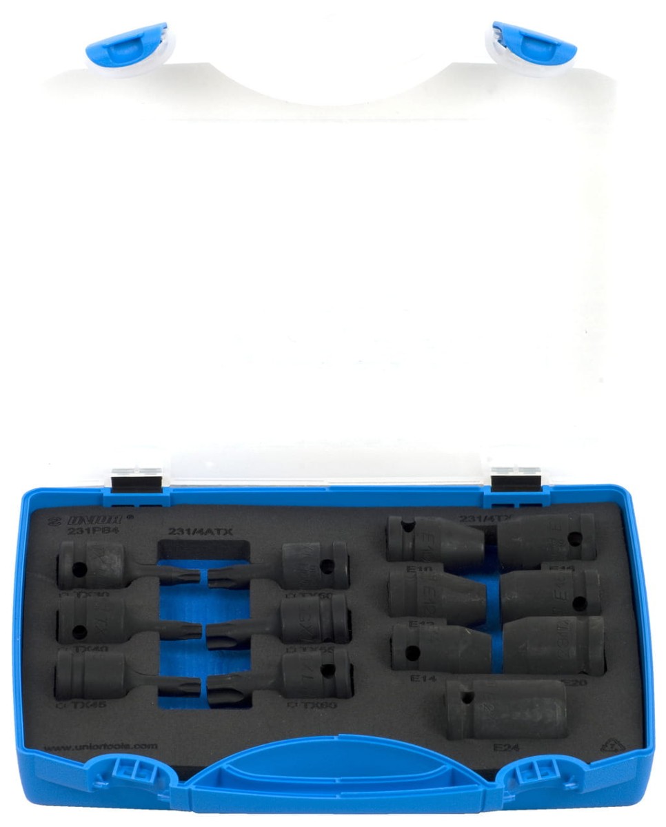 Zestaw kluczy nasadowych 1/2" udarowych Torx wew-zew 13szt. Unior (615227) 231/4PB4