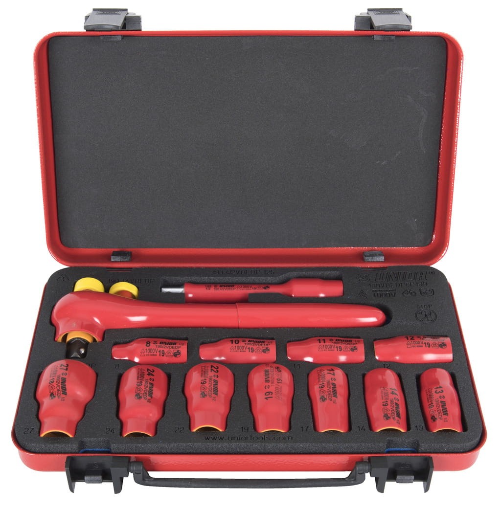 Zestaw nasadek izolowanych 1/2" w metalowym pudełku 8-27/13 Unior (619420) 190VDEDP6P13B