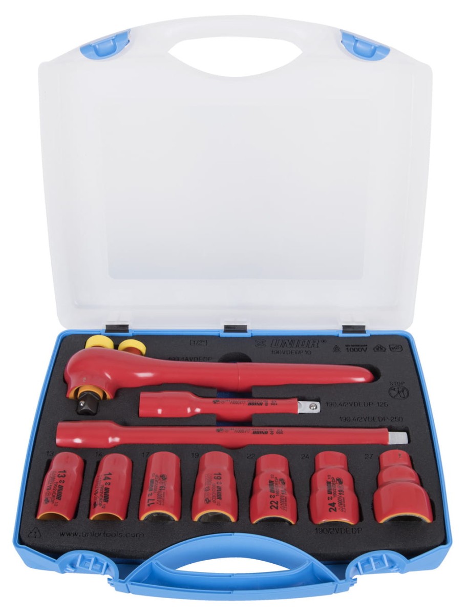 Zestaw nasadek 1/2" izolowanych w pudełku plastikowym Unior (621646) 190VDE6P10