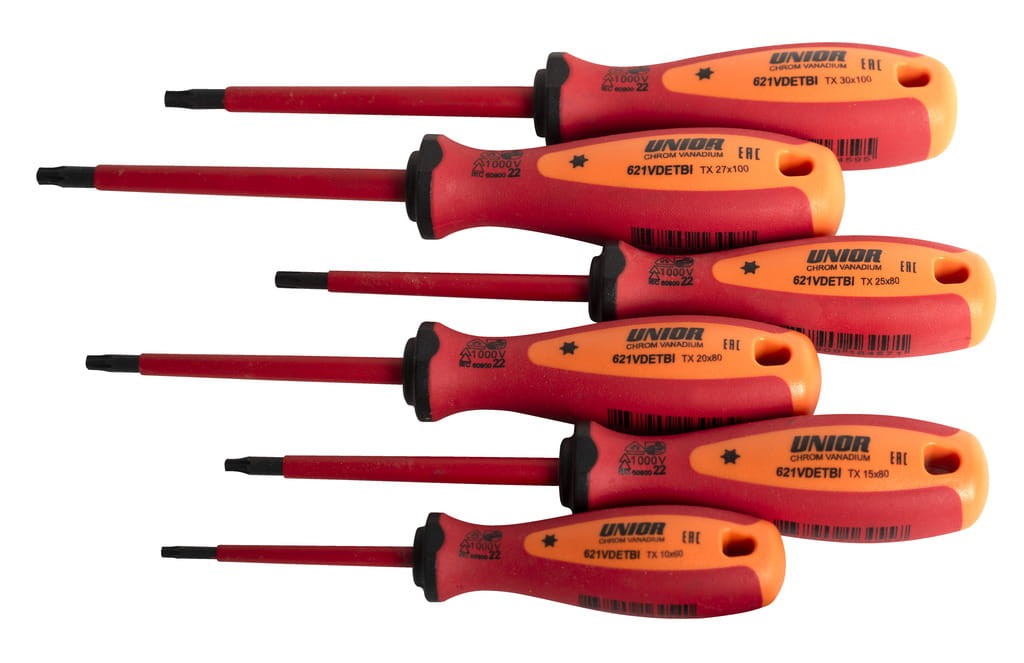 Zestaw izolowanych wkrętaków Torx VDE TBI o profilu TX /6 Unior (617049) 621CS6VDETBI