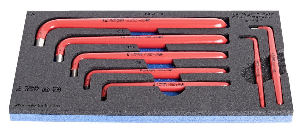 Zestaw izolowanych kluczy imbusowych sześciokątnych VDE dla elektryka na wkładce SOS Unior Tools (621798) 964VDE7 MTMX