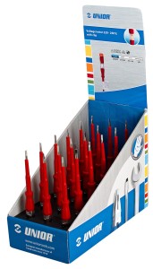 Zestaw testerów napięcia w kartonowym stojaku Unior (623907) 630VDE140ST