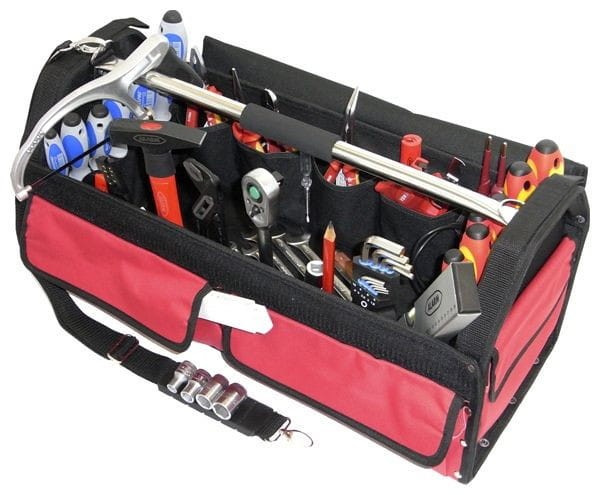 Zestaw narzędzi w torbie ze stelażem 45el. 77380 56077380 Alarm