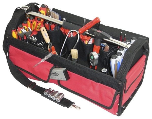 Zestaw narzędzi w torbie ze stelażem 45el. 77385 56077385 Alarm