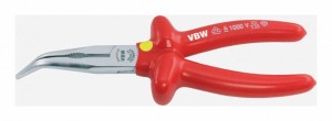 Szczypce półokrągłe odgięte 45 stopni VDE 1000V 200mm z ostrzem tnącym szczęki wzmocnione 593-0 87593010 VBW