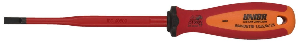 Wkrętak dla elektryka Slim z izolowanym grotem VDE TBI 0,6x3,5x100 Unior (624063) 604VDETBI