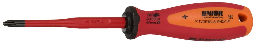 Wkrętak płaski i krzyżakowy (SL/PH) Slim z izolowanym grotem VDE TBI SLPH2x100 Unior (624072) 611VDETBI