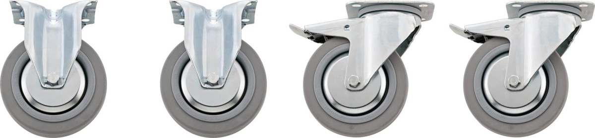 Zestaw kółek: 2 nieruchome i 2 ruchome kółka lekkobieżne na łożyskach klulkowych śr. fi 125mm z tego 2 z hamulcem postojowym do nr 98VA Stahlwille 81490005