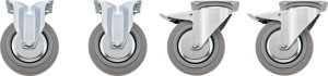 Zestaw kółek: 2 nieruchome i 2 ruchome kółka lekkobieżne na łożyskach klulkowych śr. fi 125mm z tego 2 z hamulcem postojowym do nr 98VA Stahlwille 81490005