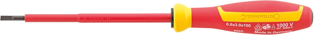 46601030 wkrętak płaski 0,5x3,0x100mm VDE/1000V DRALL+ Stahlwille 46603030
