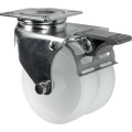 Kółko z hamulcem obrotowe z blaszką mocującą 75mm TWIN PP polipropylenowe Atlas Workholders ATL9450342K