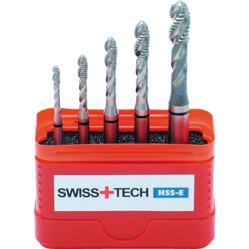 Zestaw gwintowników M3-M8 HSS-E HSS-Co uniwersalne rowki proste przelotowe 6H nakrój C din 371 din376 maszynowe komplet 5szt. czarny pasek Swisstech SWT1859910X