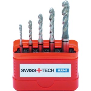 Zestaw gwintowników M3-M8 HSS-E HSS-Co uniwersalne rowki proste przelotowe 6H nakrój C din 371 din376 maszynowe komplet 5szt. czarny pasek Swisstech SWT1859910X PRO20