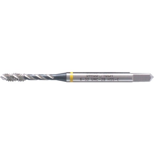Gwintownik BSP 1/4"x19 HSS-EV do stali niskostopowej miękkiej nierdzewnej i mosiądzu spiralny nieprzelotowy 6H din371 din376 nakrój C pasywowany maszynowy calowy żółty pasek Swisstech SWT1850934Y