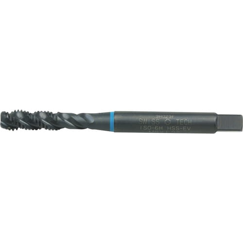 Gwintownik M12x1,75 HSS-EV do stali nierdzewnej din371 din376 spiralny nieprzelotowy do krótszych otworów nakrój C 6H pasywowany maszynowy niebieski pasek Swisstech SWT1853033B