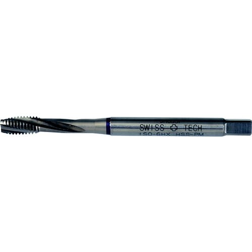 Gwintownik M8x1,25 HSS-PM do stopów tytanu azotowany nieprzelotowy spiralny nakrój B 6HX maszynowy purpurowy pasek Swisstech SWT1855027P