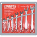 Zestaw kluczy 1/8-1/2" Whitworth płasko-oczkowych calowych 7szt. satynowane polerowana główka Kennedy KEN5822950K KEN-582-2950K-1