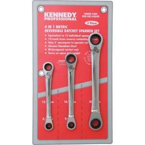 Zestaw kluczy oczkowych 4w1 z grzechotką 8-19mm w etui Kennedy KEN5826860K MTM