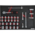 30PC METRIC SOCKET SET 1/2" SQDR WITH FOAM M1832 Kennedy KEN5950220K KEN-595-0220K