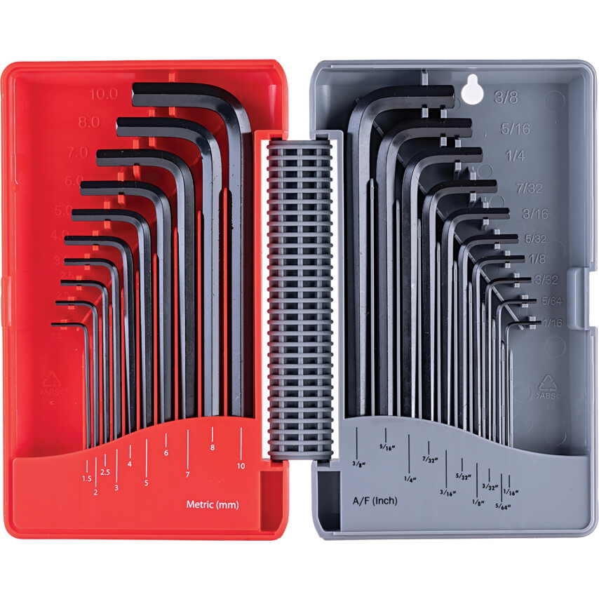 Zestaw imbusów 1,5-10mm 1/16"-3/8" kulką 20szt. metryczne i calowe ekstra długie Kennedy KEN6022800K