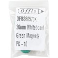 20mm WHITEBOARD MAGNETS GREEN (PK-10) Offis OFI8360570K OFI-836-0570K