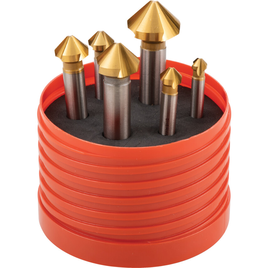 Zestaw pogłębiaczy 6-20mm 90 stopni 6szt. stożkowych HSS-Co powłoka TiNkobaltowy Sherwood SHR0208990Y SHR-020-8990Y