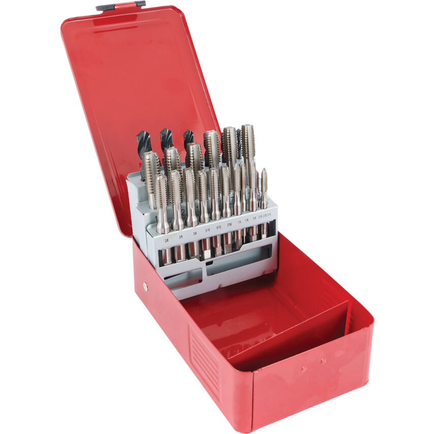 Zestaw calowych gwintowników i wierteł BSW 3/16"-1/2" calowych HSS 24szt. Sherwood SHR0259990K