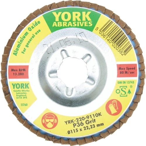 Tarcza ścierna 115x22mm P36 płótno AlOx York Abrasives YRK2209110K