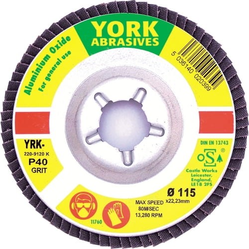 Tarcza ścierna 115x22mm P40 płótno AlOx York Abrasives YRK2209120K